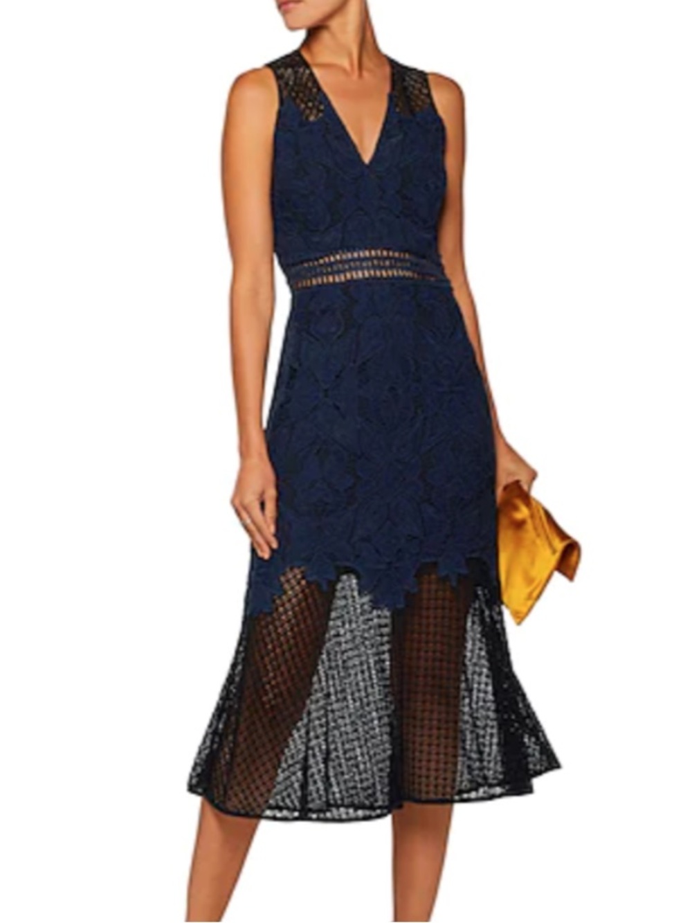 NWT Jonathan Simkhai Lace Trumpet Dress in Navy and Black